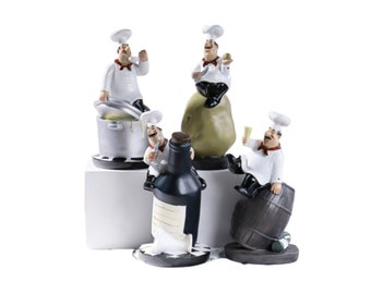 Modern Chef Statue Characters Resin Cafe Restaurant Ornament