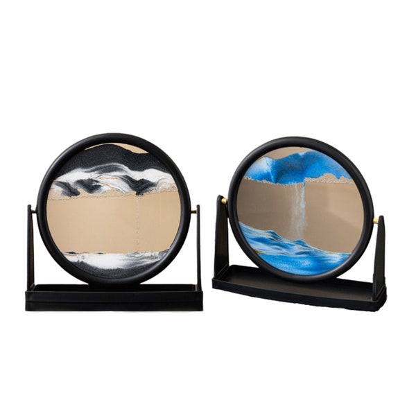 Quicksand Painting Ornaments 3D Deep Sea Sand Scene Dynamic Round Glass Picture Frame