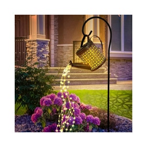 Solar Powered Watering Can, Hanging LED Lantern Waterfall, Fairy Lights, Garden Decor, Outdoor Landscape Decoration Lanterns