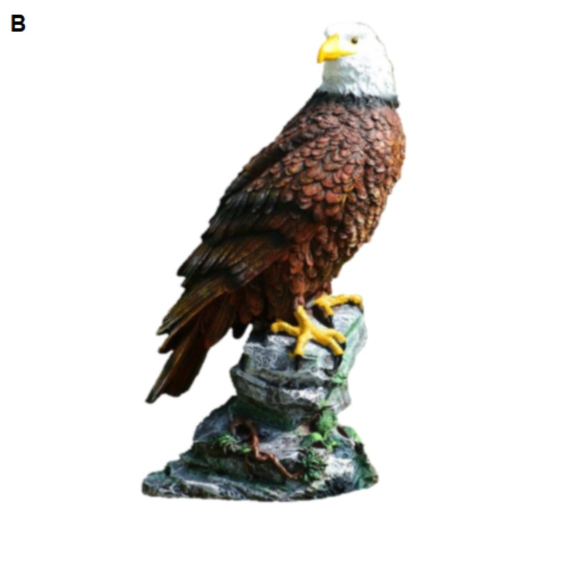 Eagle Statue Standing On A Rock, White Headed Eagle, Bald Eagle,Bronze Eagle,Ornament Indoor or Outdoor Decoration B White Head