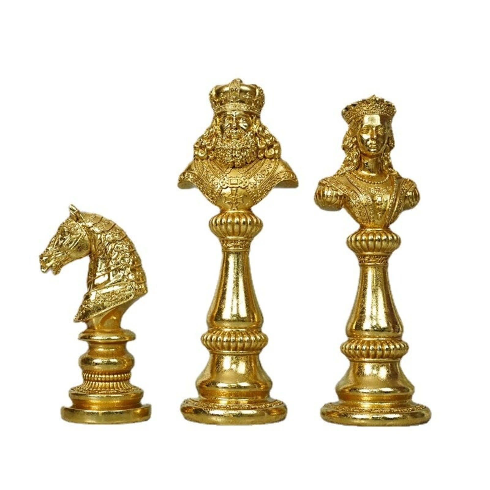 Pearlead 3pcs King Queen Knight Chess Statue Chess Piece Sculpture Ornament  Collectible Figurines Resin Home Decor Accents for Office Bookshelf