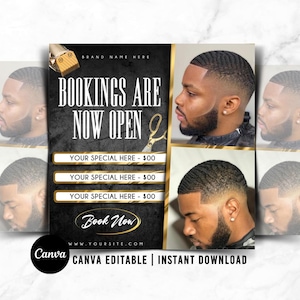 Barbershop Booking Flyer Template | Editable Canva Appointment Flyer for Barbers & Men’s Grooming