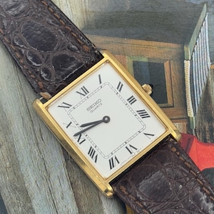 1980s Seiko Tank 'Louis' White Roman Dial