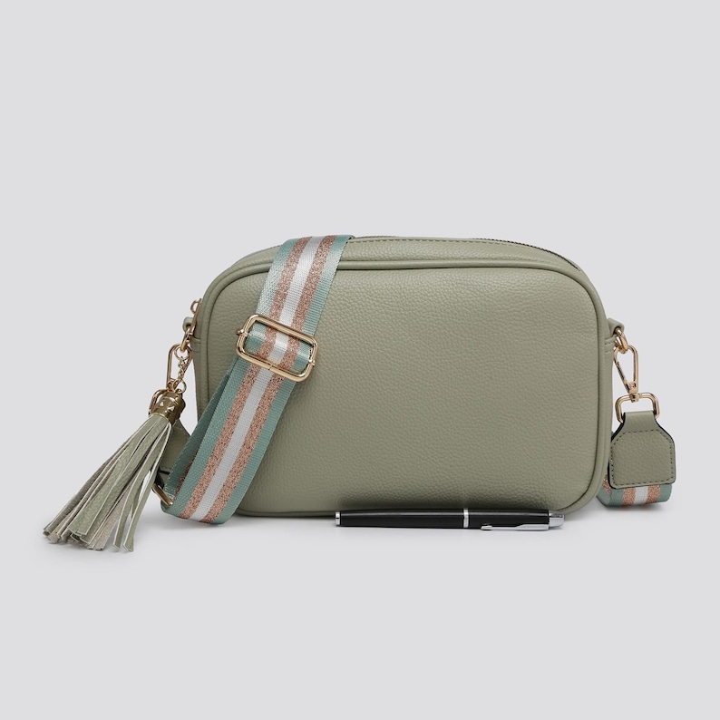 Tassel Cross Body Bag/shoulder Bag With Glitzy Canvas Strap Etsy