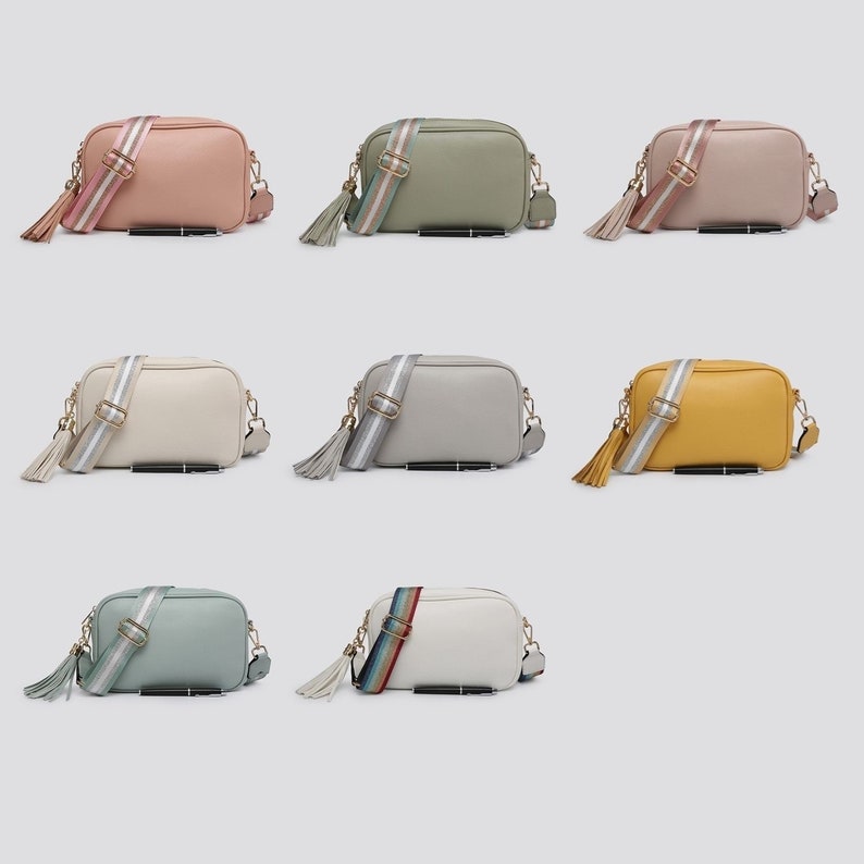 Tassel Cross Body Bag/shoulder Bag With Glitzy Canvas Strap Etsy