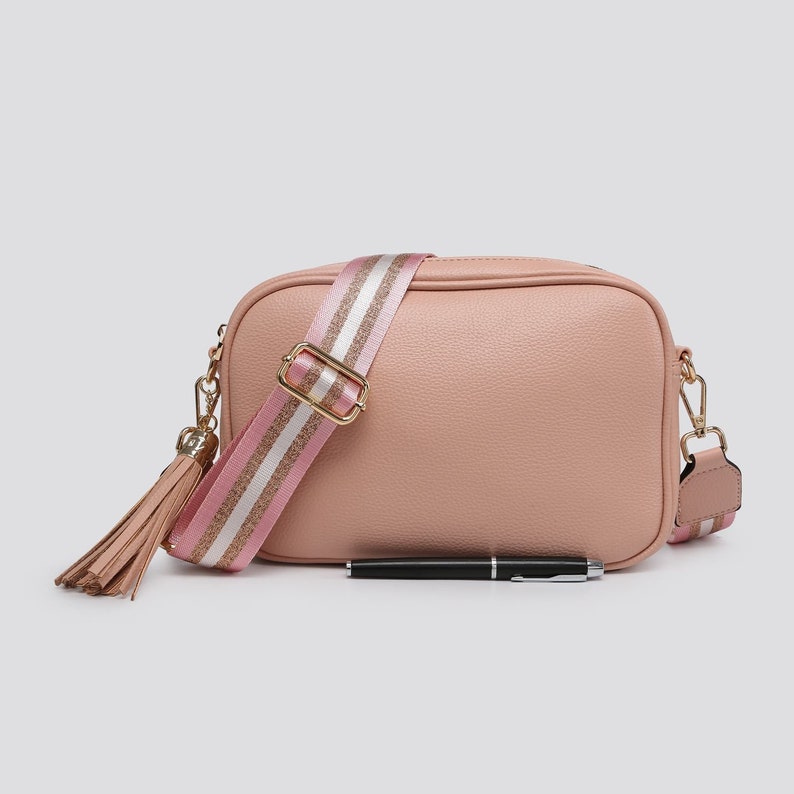 Tassel Cross Body Bag/shoulder Bag With Glitzy Canvas Strap Etsy