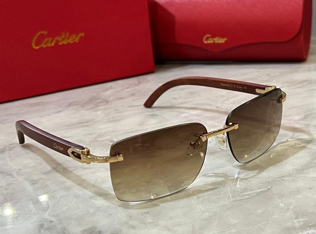 Vintage Cartier Sunglasses Mod T8200760 Cartier Wooden Frame - Etsy