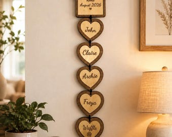 Personalised Family Home Plaque | Wooden Hanging Family Sign | New Home Gift | Custom Family Names | Housewarming Gift | Family Keepsake