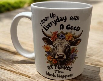 Taza divertida con actitud de vaca: regalo para el buen humor, 325 ml