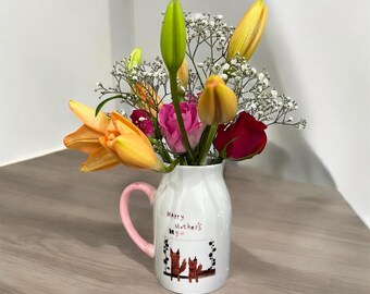 Jarrón personalizado para el Día de la Madre: Jarra de leche de cerámica con diseño infantil
