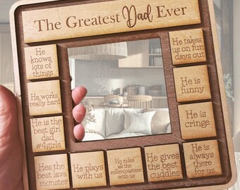 Marco personalizado para el Día del Padre / Regalo para el mejor papá del mundo / Marco de fotos personalizado para papá / Recuerdo de madera hecho a mano / Regalo para papá de parte de los niños