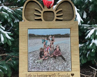 Adorno navideño de madera personalizado con foto / Adorno grabado personalizado / Imán intercambiable / Regalo navideño para recordar
