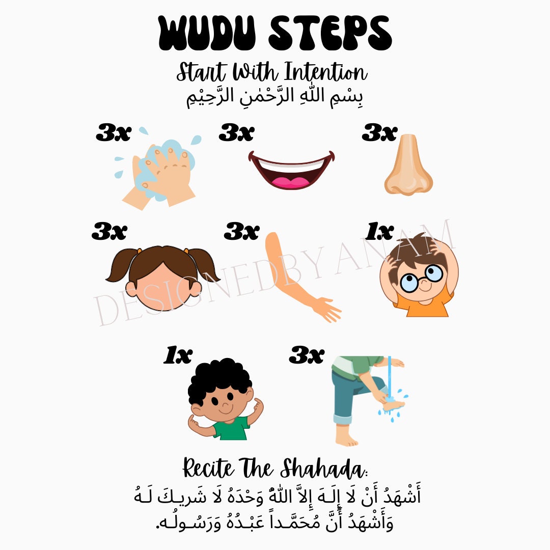 FREE Wudu Printable Muslim Kids Worksheet Crescent Moon