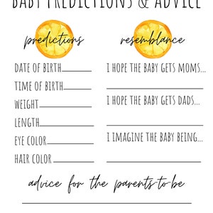 Cutie/ Orange Theme baby shower game