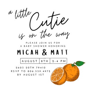 Baby Shower Invitation Orange Themed