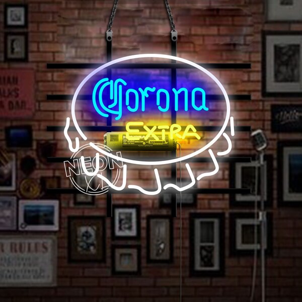 Beer Bar Business Logo Benutzerdefinierte Schilder Echtglas Neon Sign Light Corona Extra Wandkunst Pub Wanddekor Handmade Home Bar Dekoration