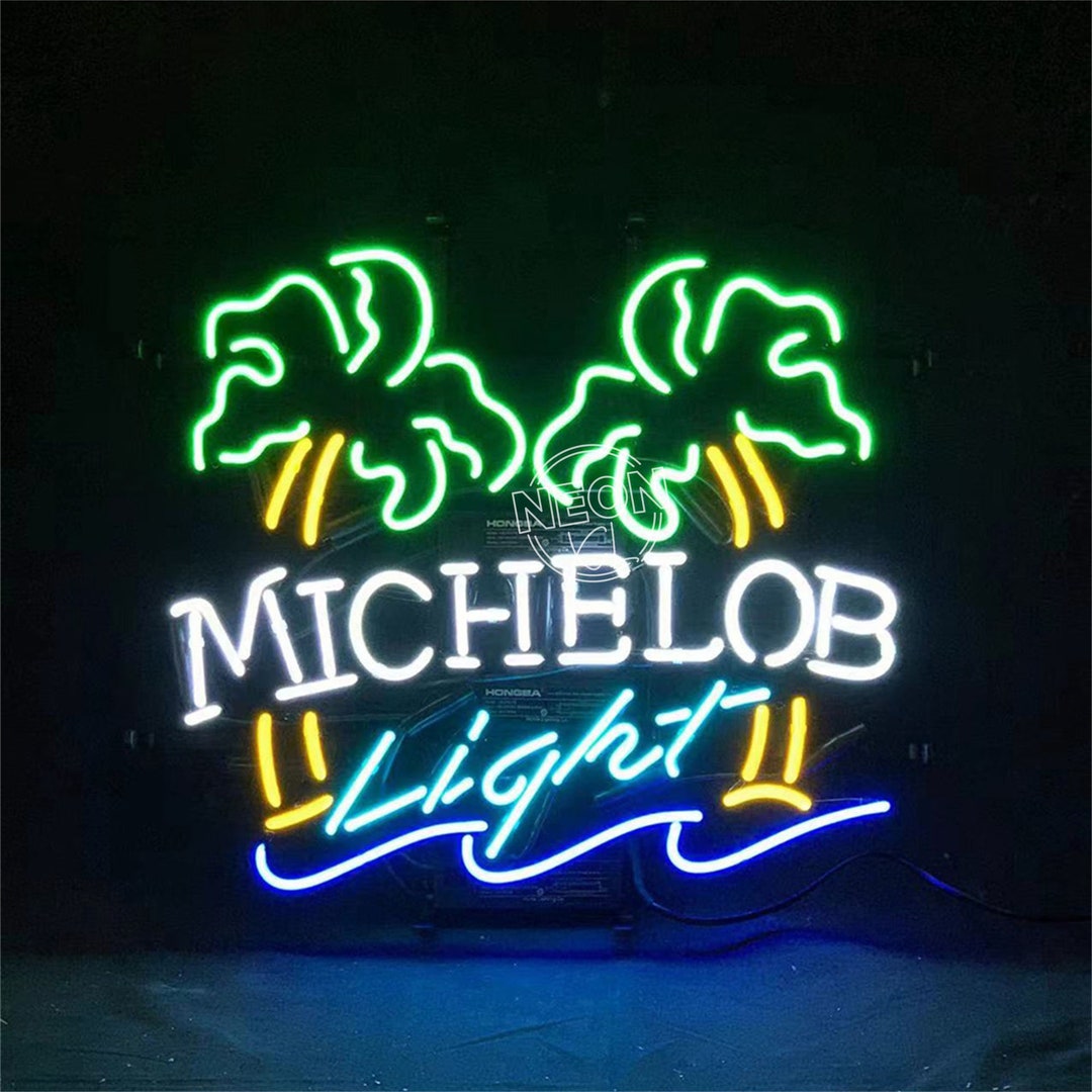 Michelob Light Palm Tree Custom Handmade Real Glass Neon Etsy