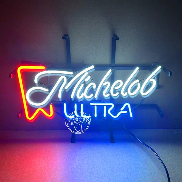 Michelob ULTRA Beer Bar Decor Wall Hanging Signs Custom Business Sign Home Bar Decor Wall Art Man Cave Real Glass Neon Beer Bar Sign