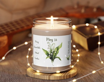 Personalized Birth Flower Soy Candle, Zodiac Astrology Gift