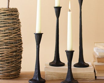 cast iron taper candle holders - set of 4