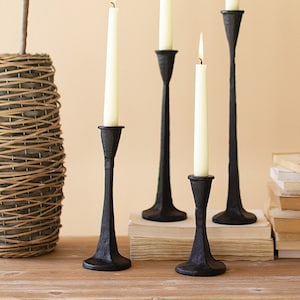 cast iron taper candle holders - set of 4