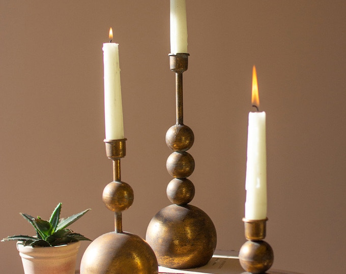 Antique Brass Taper Candle Holders Set of 3 Etsy