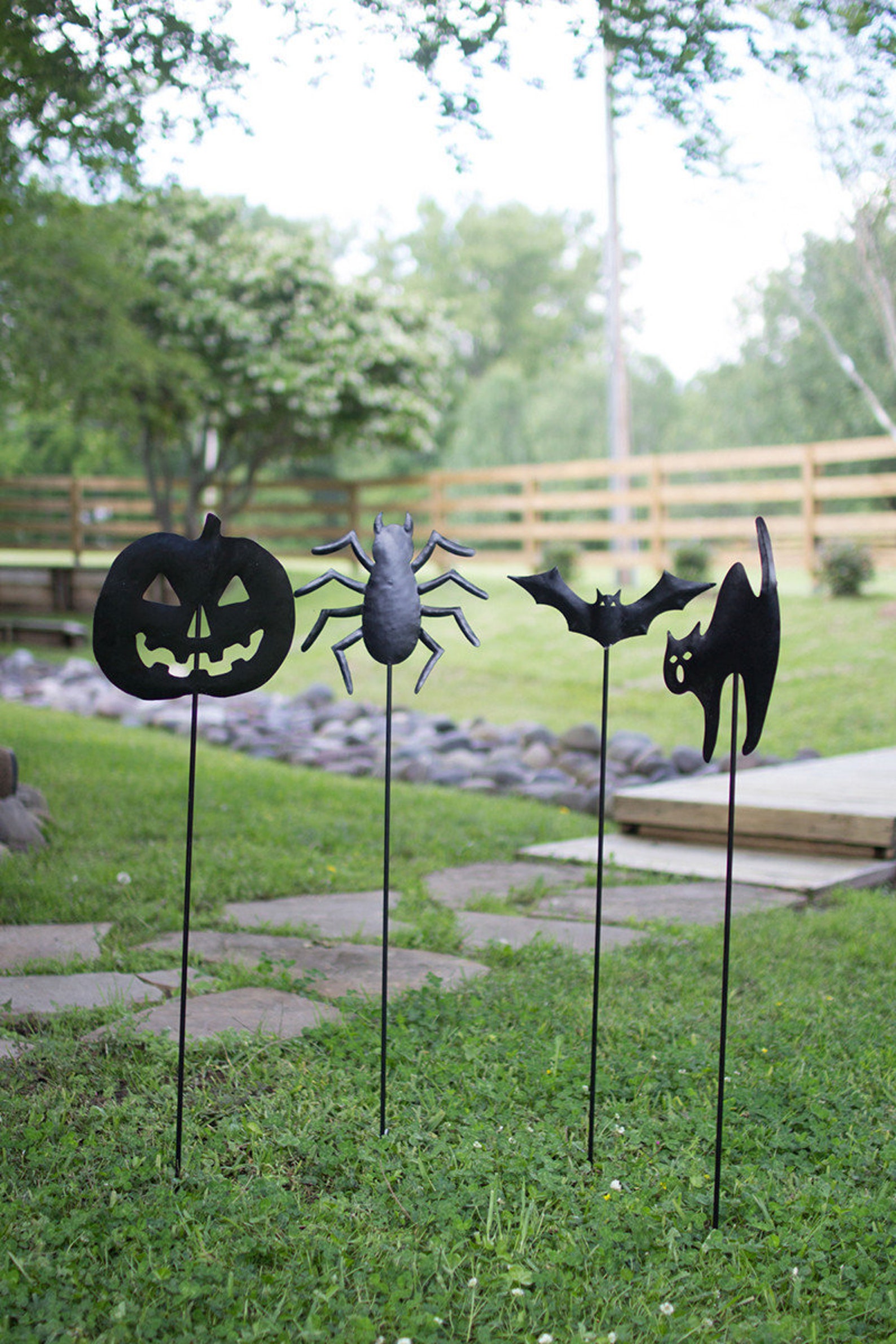 Metal Halloween Yard Art Set of 4 Halloween Garden Decor Etsy