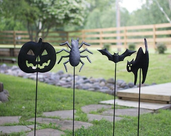 Metal Halloween Yard Art set of 4 | Halloween Garden Decor