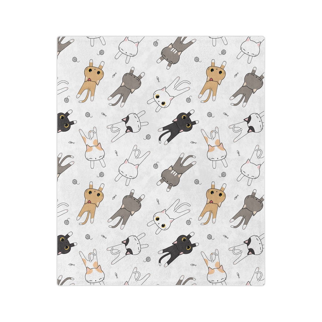 Funny Cat Blanket, Cat Lovers Gift, Kitten Minky Velveteen Blanket Gift, Cat Bedding Blanket