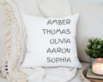 Personalized Family Name Throw Pillow Cover, Housewarming Gift