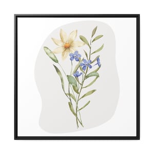 Framed Canvas Botanical Artwork Watercolor Wildflowers Floral Prints Minimalist Modern Art Boho Wall Decoration