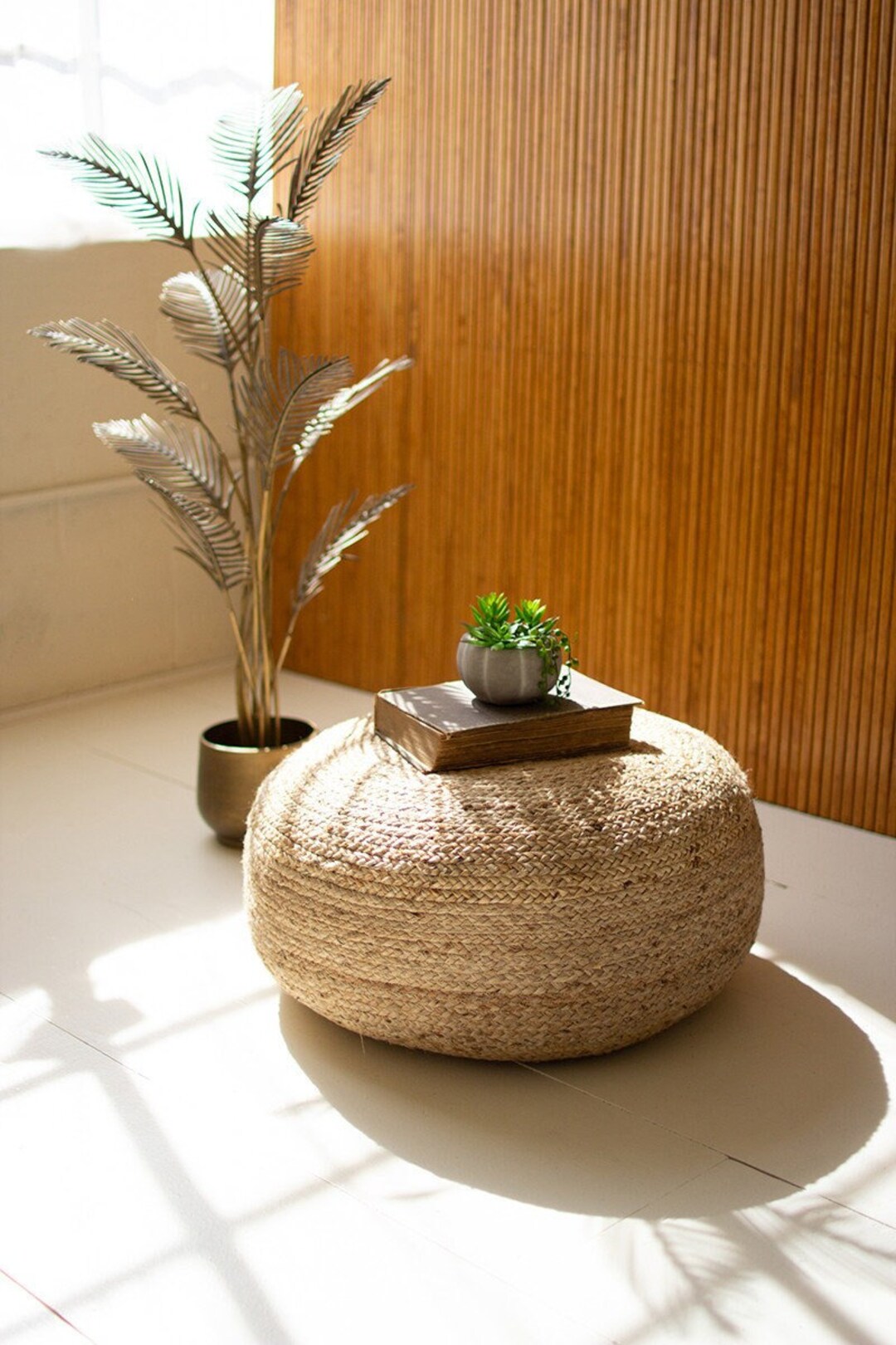 Round Pouf Round Jute Pouf Ottoman Round Jute Ottoman Etsy