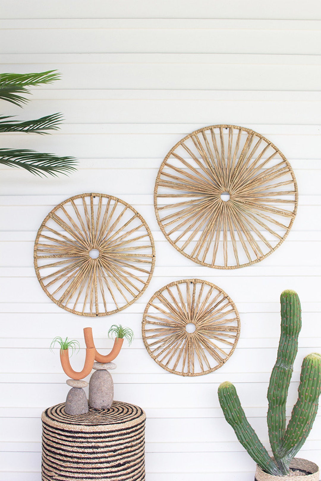Seagrass Wall Art Round Set of 3 Bedroom Entry Beach Etsy