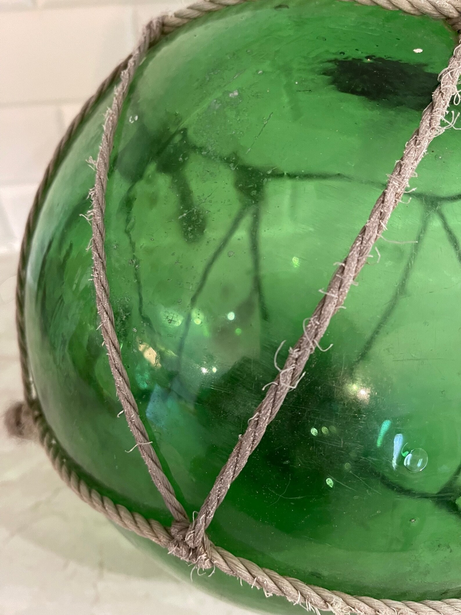 Glass Fishing Floats With Rope Fish Net Buoy Ball Nautical Etsy