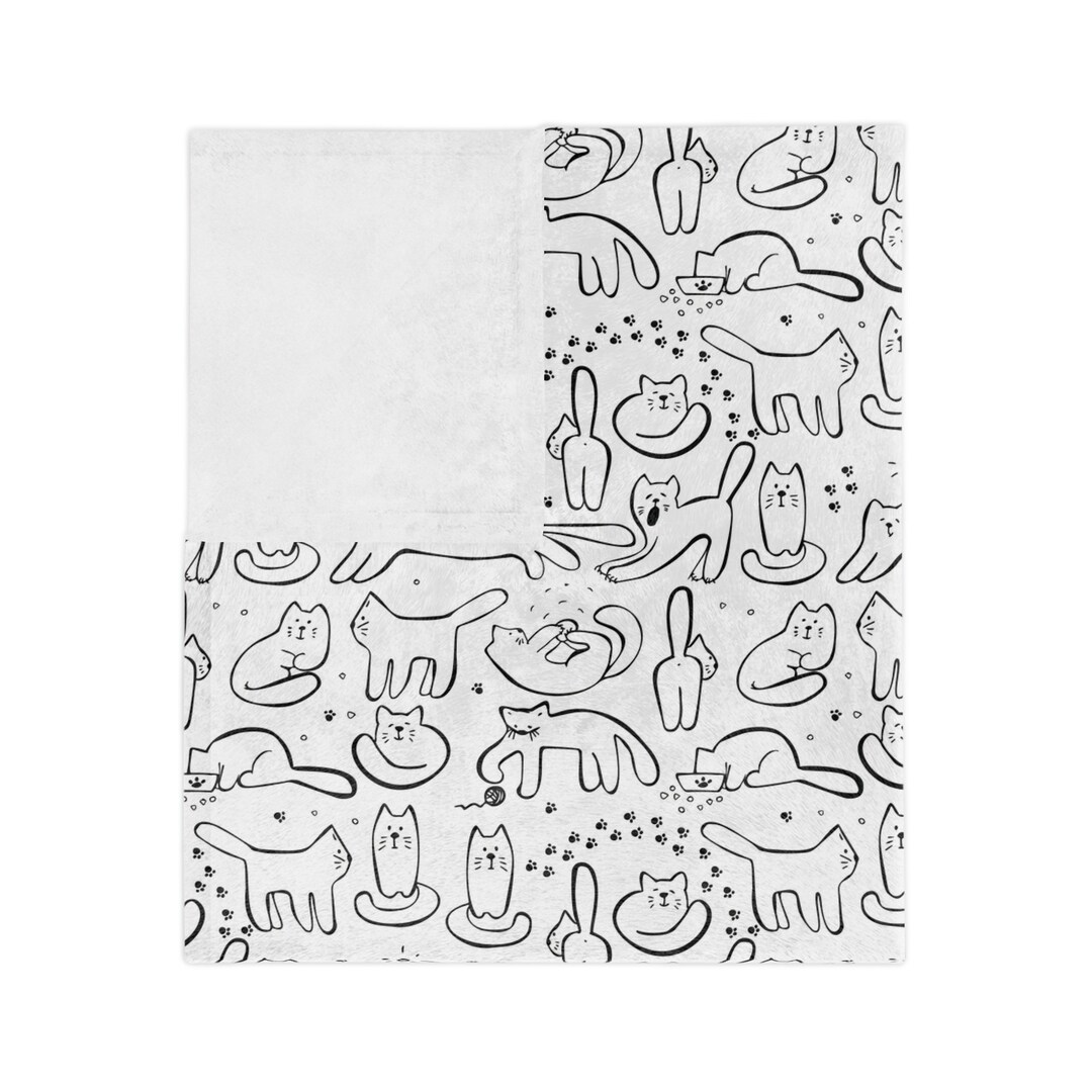 Cat Minky Blanket, Cat Throw Blanket, Cat Velveteen Bedding, Cat Lovers