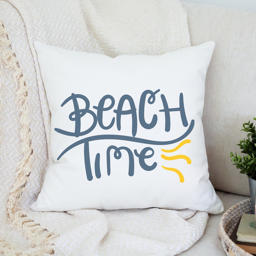 Beach Time Outdoor Pillows Coastal Patio Blue and White Throw Pillows