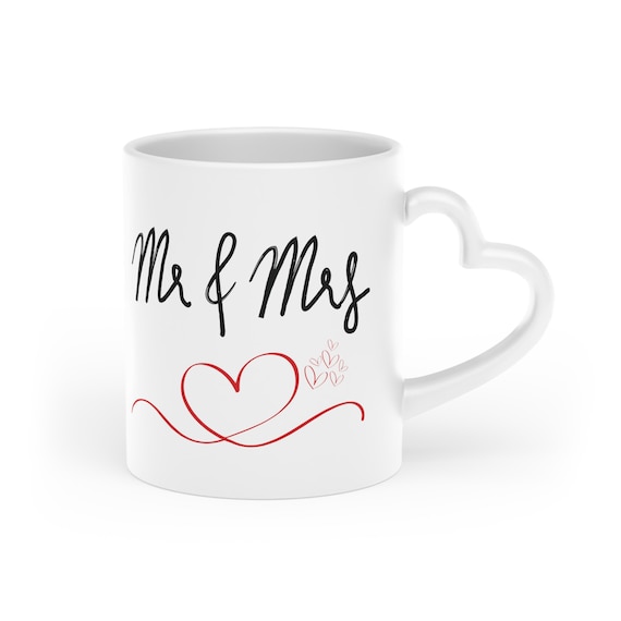Tasses Couple Mr Et Mrs En Céramique Marbrée - Cadeau De Mariage Romantique 400ml