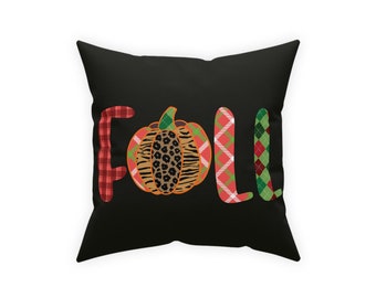 Almohada de gato negro de Halloween, decoración otoñal caprichosa, 16 x 16