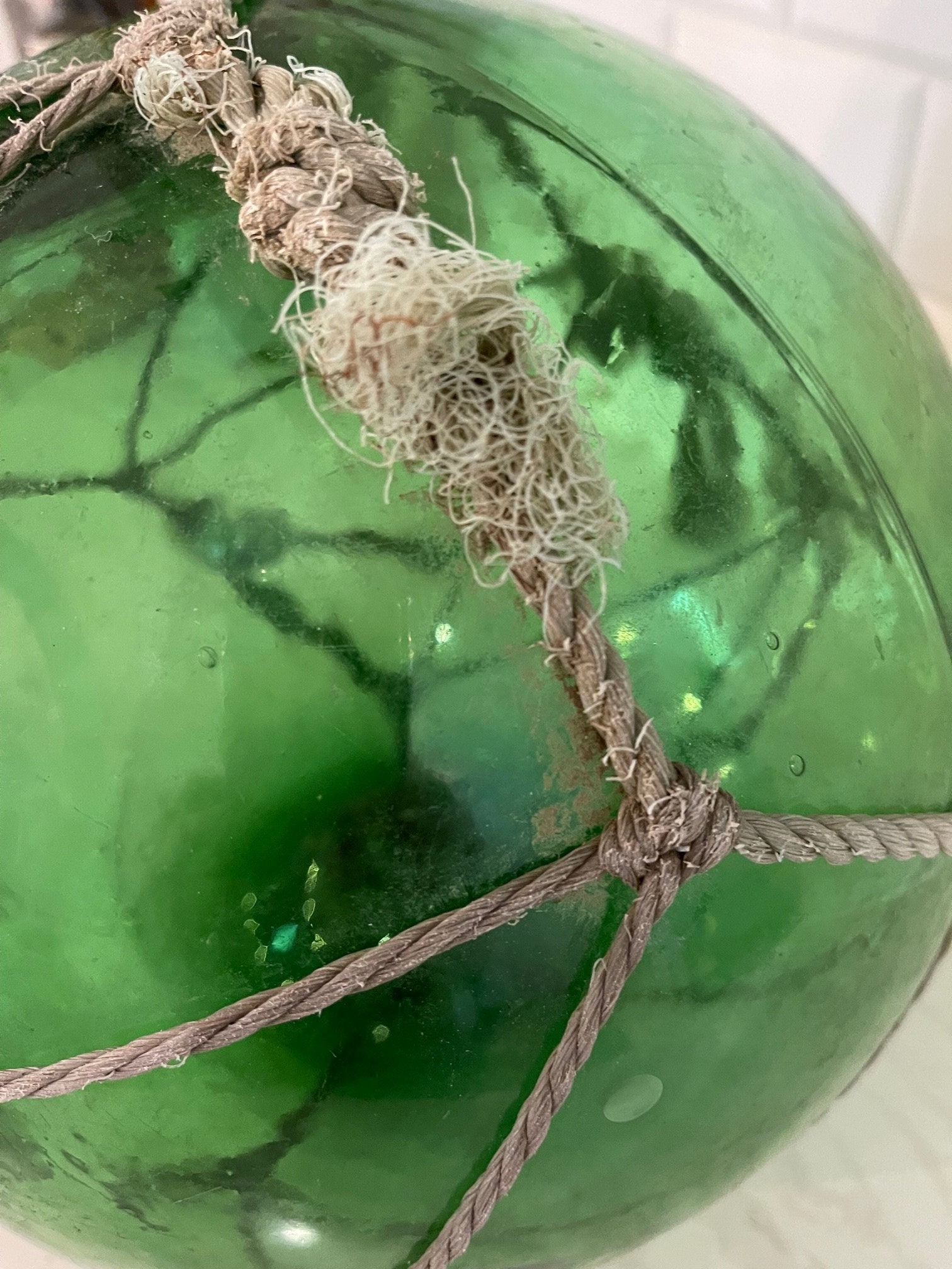 Glass Fishing Floats With Rope Fish Net Buoy Ball Nautical Etsy