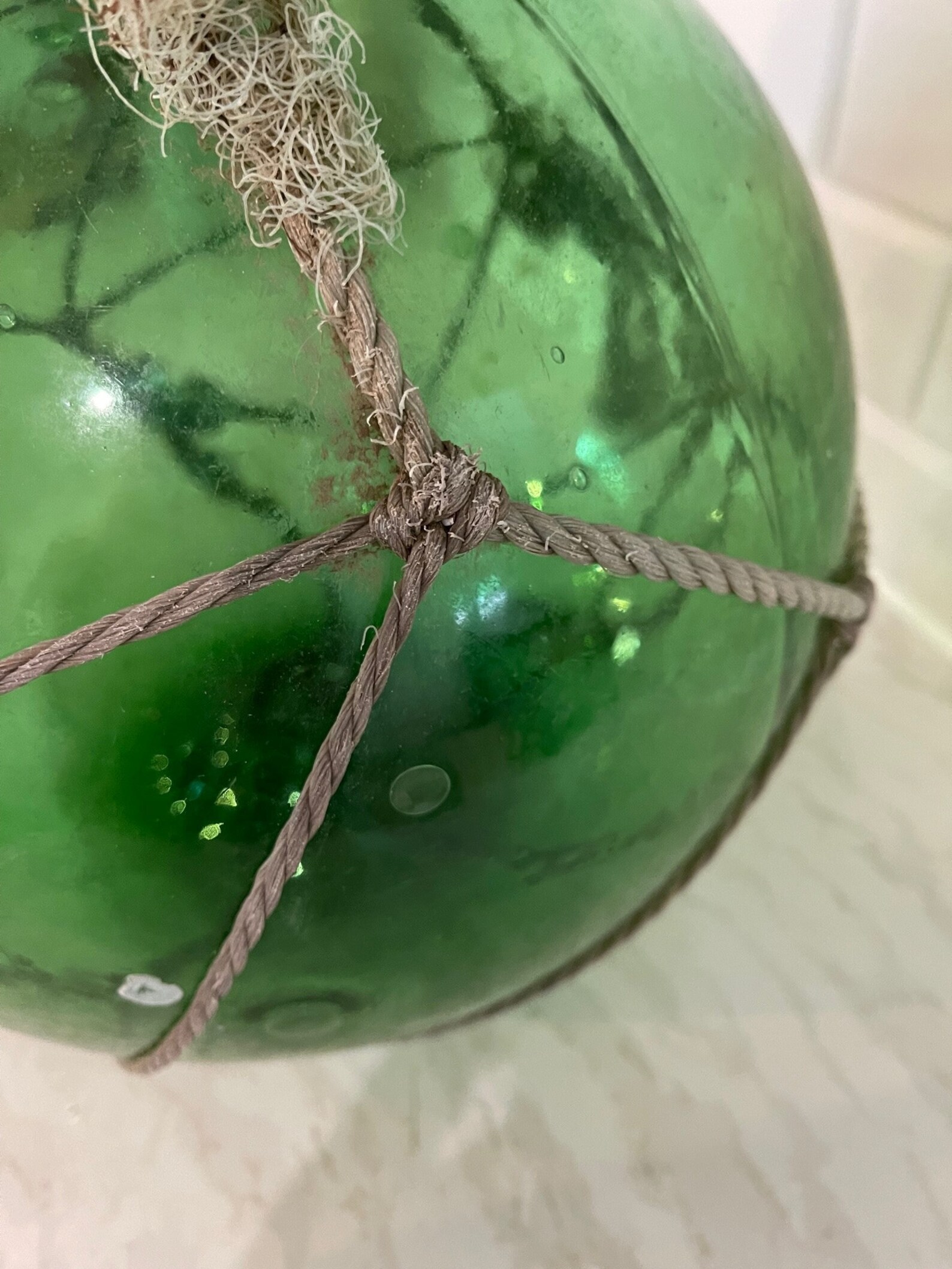 Glass Fishing Floats With Rope Fish Net Buoy Ball Nautical Etsy