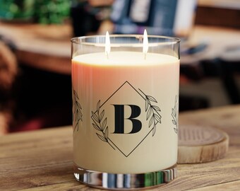 Custom Monogram Candle - Natural Soy Candle -11oz Glass Soy Candle -Scented Handmade Soy Candle - Monogram Candles