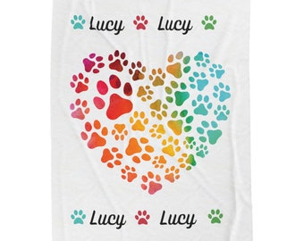 Custom Blanket For Dog Puppy Name Blanket Cat Kitten Heart Gift for Dog Lover