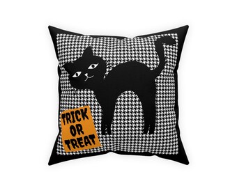 Cojín de gato negro para Halloween, Truco o trato, Decoración de otoño