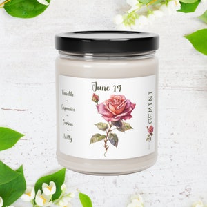 Birthdate Candle, Personalized Birth Flower Month Scented Candle, Birthday Soy Candle Astrology Gifts, Birth Flower Zodiac Gift for Home