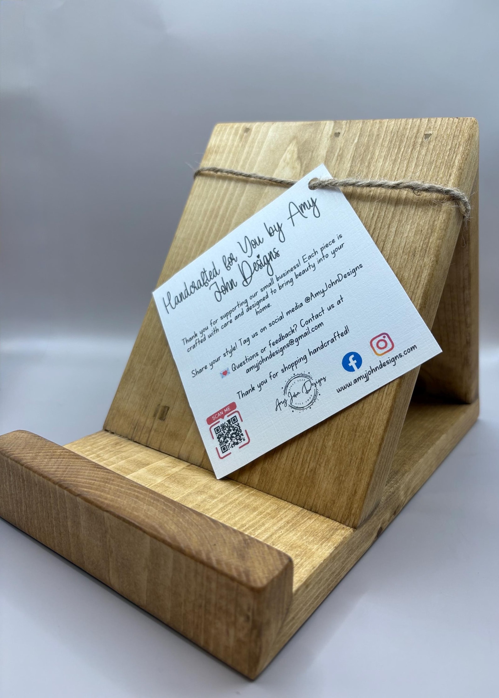 Handcrafted Rustic Wooden Book Stand: Hands-free Cookbook & Tablet ...