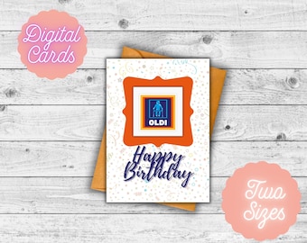 Biglietto di auguri di compleanno "Over the Hill": auguri ispirati ad Aldi (download digitale)
