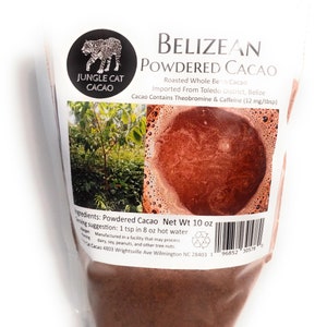 Organic Belizean Powdered Cacao - Whole Bean Roasted Cacao Powder - Superfood: Hot Chocolate | Baking | Smoothies | Pancake Batter
