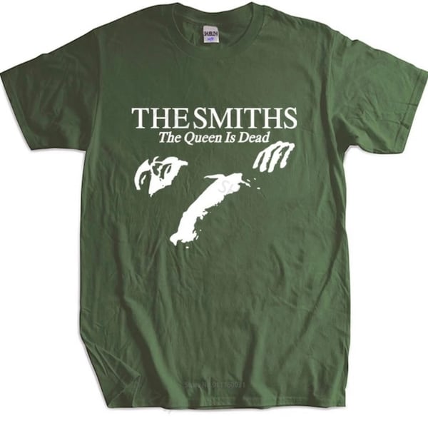 Katoenen T-shirt voor heren: The Smiths "The Queen Is Dead". Perfecte zomertop voor indie- en Morrissey-fans uit de jaren 80. Grotere maten beschikbaar