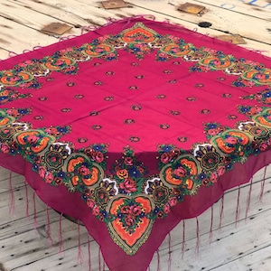 purple Ethnic Folk scarf,Vintage Style Scarf,Uk Seller,Stylish Xmas Gift,Kurdish Floral Scarf,Slavic Ukranian folk scarf,Pattern Scarf,