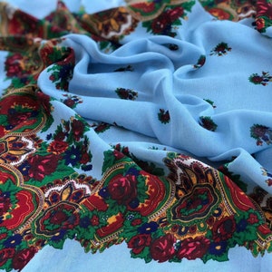 Boho Folk Style,Luxury Scarf,Fashion scarf,Anatolian Shawl, Vintage Style Scarf,Hijab Head Cover,Vintage Look Scarf,blue floral scarf,